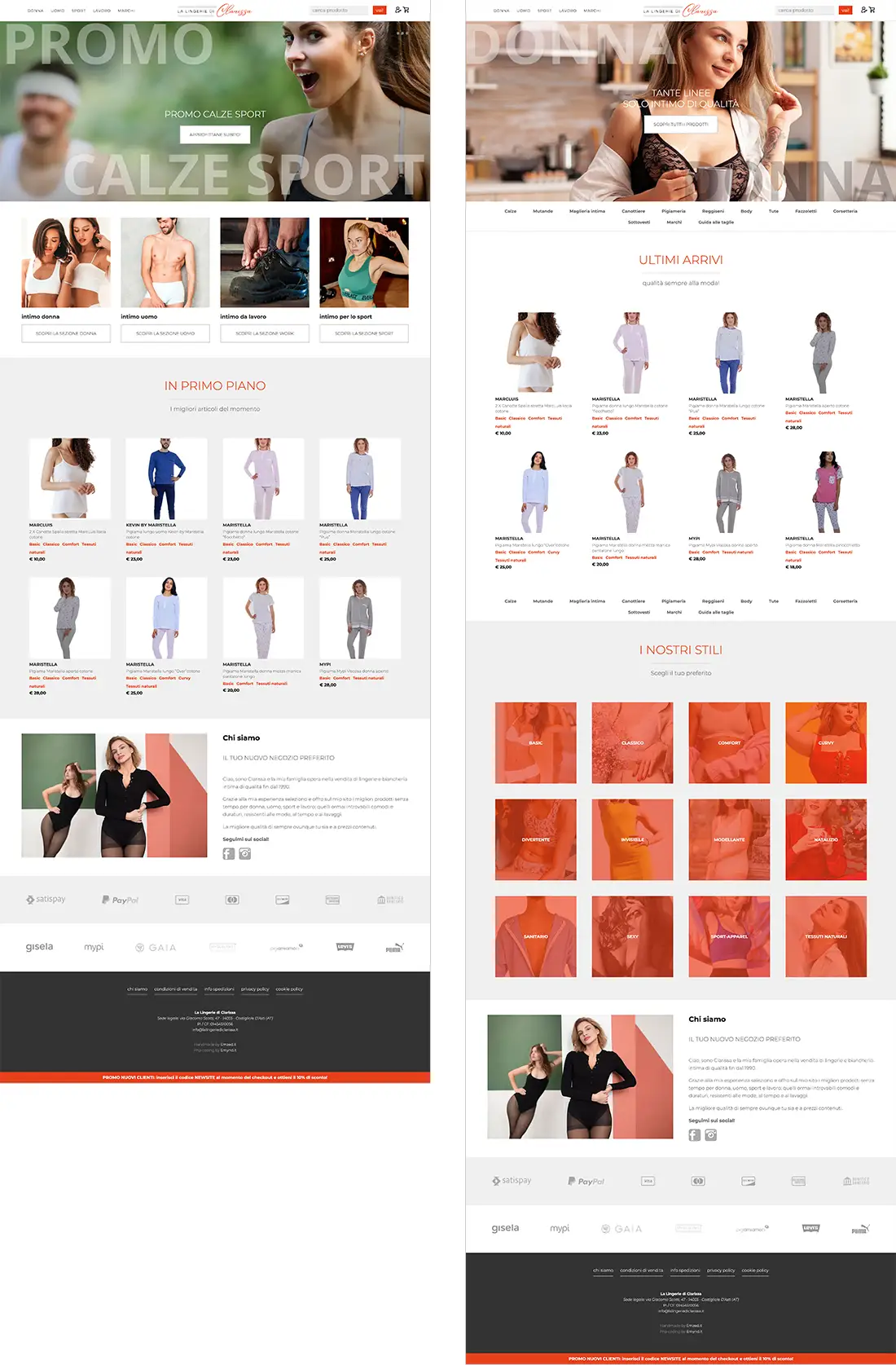 La Lingerie di Clarissa, responsive ecommerce website